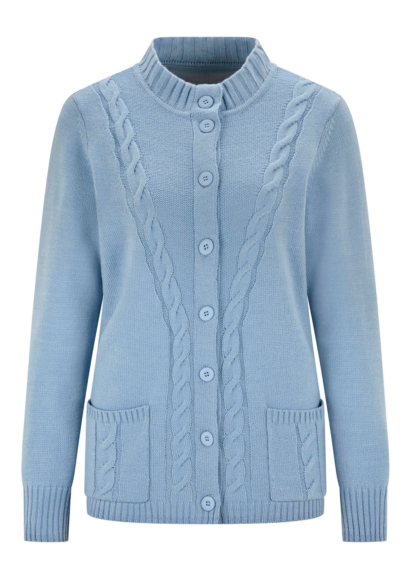 Strickjacke mit platziertem Zopfmuster