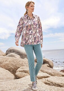 Weite Hemdkragenbluse mit Paisley Muster thumbnail 7