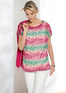 Blusenshirt mit fein bedrucktem Chiffon thumbnail 5