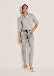 Schmale Jeans mit Strass und Stickerei thumbnail 3