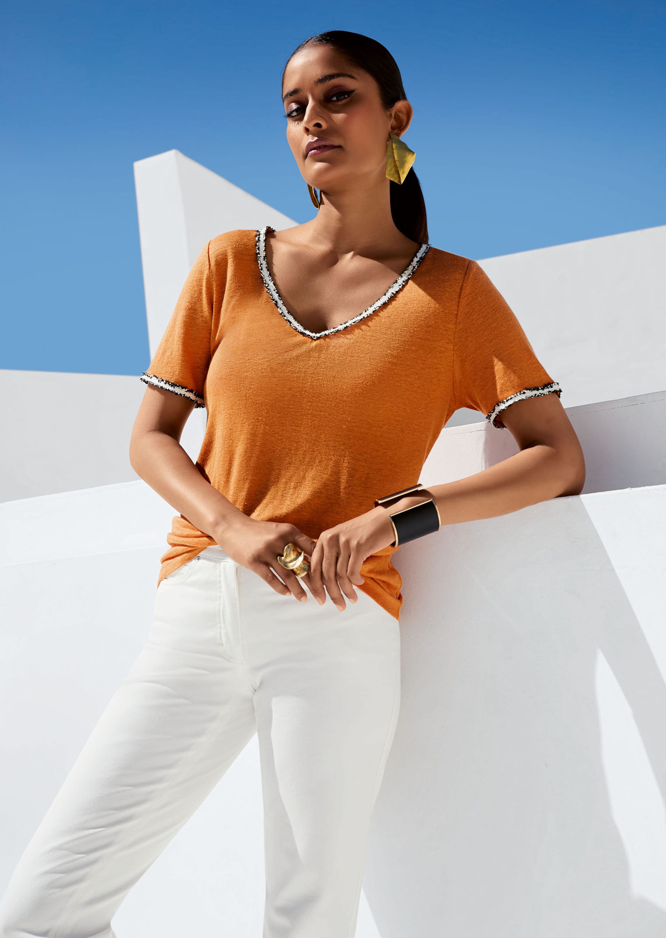 Kurzarm-Shirt aus Leinen
