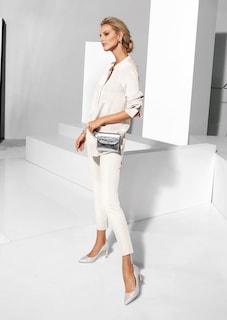 Lange Seidenbluse in kragenloser Form thumbnail 1