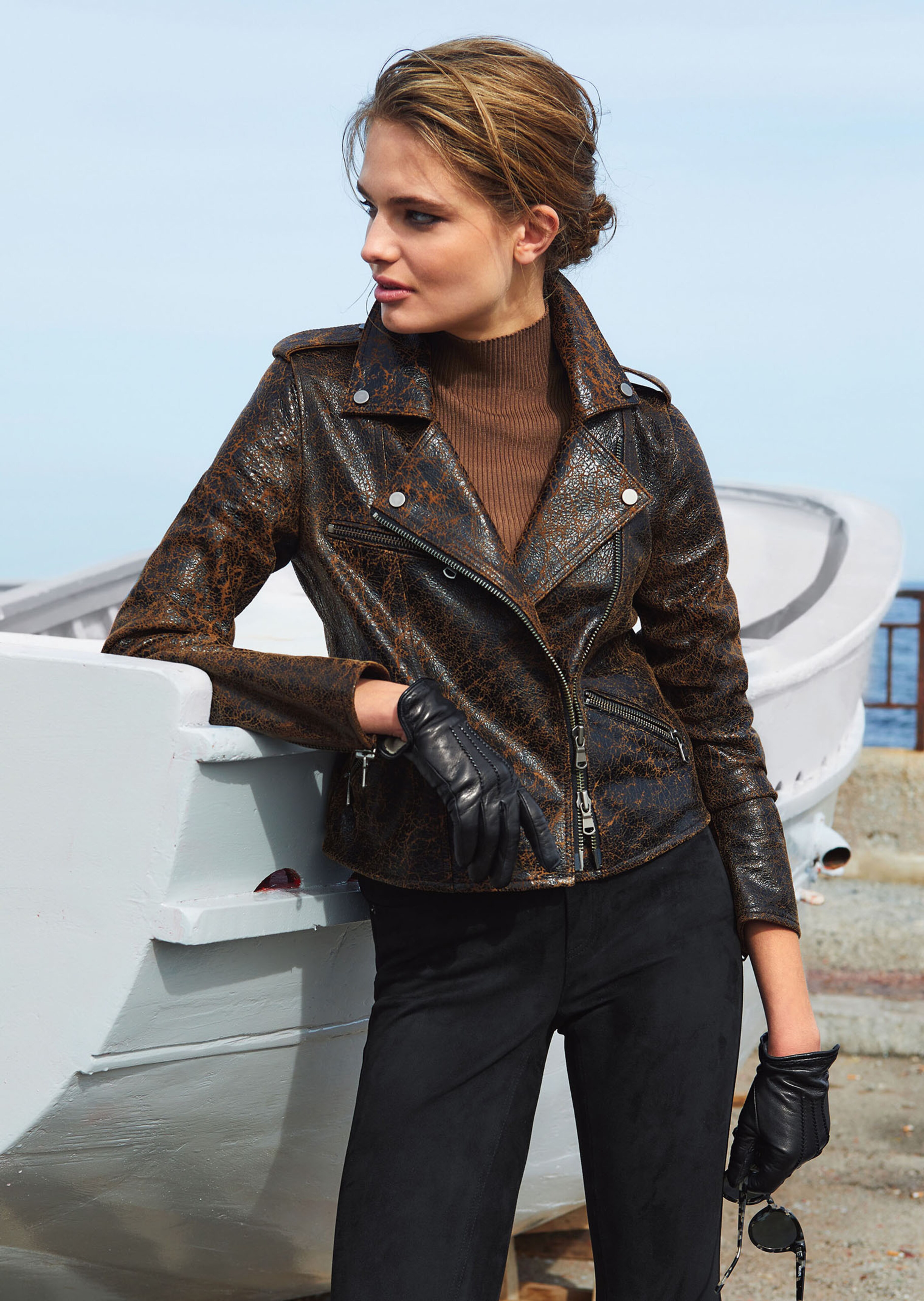 Lederjacke im Usedlook