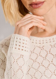 Leichter Kaschmir-Pullover mit Ajour- und Häkelstruktur thumbnail 6