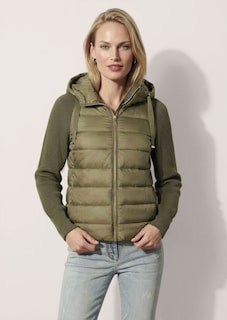 Steppjacke mit Strickärmeln und Kapuze thumbnail 2