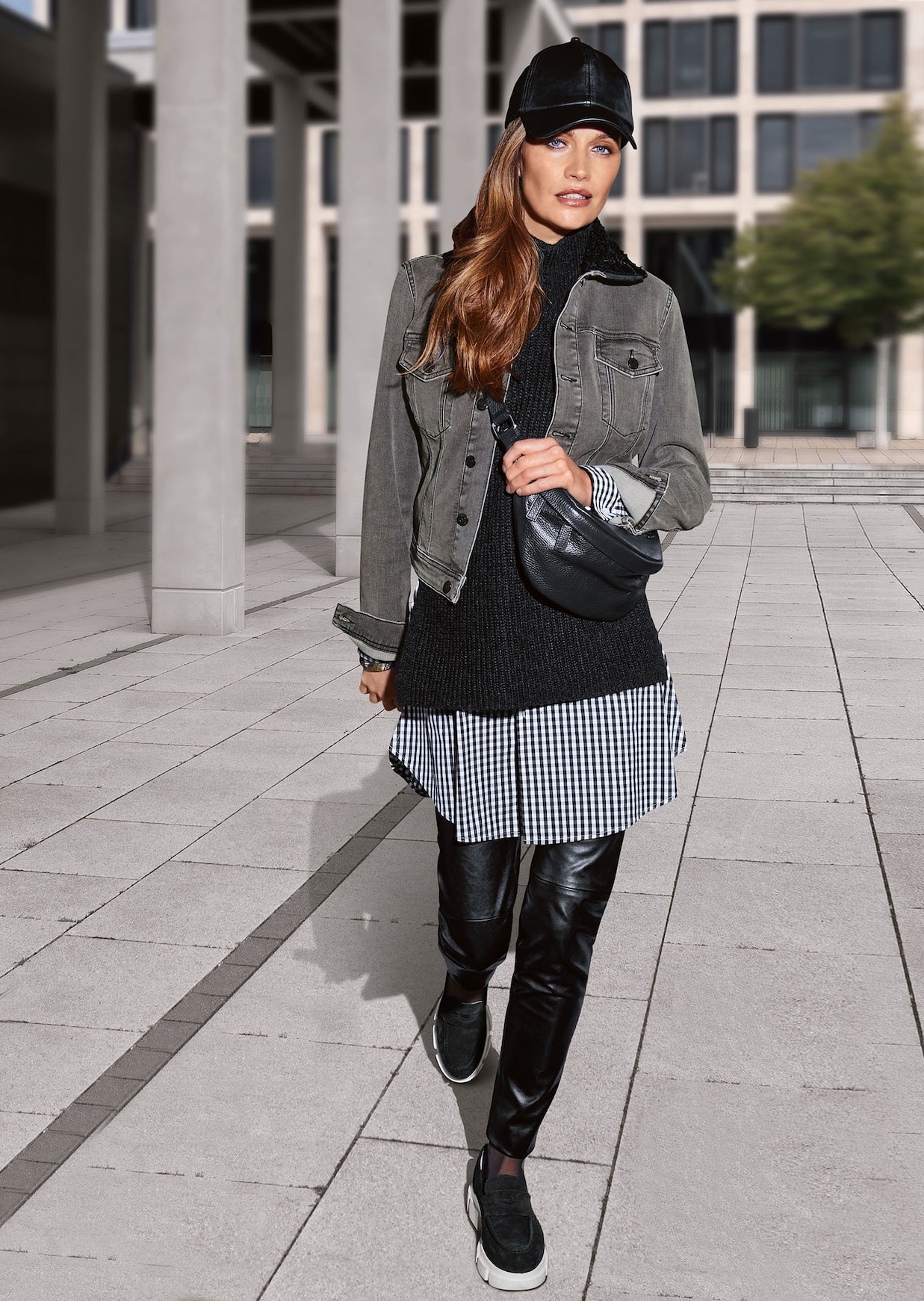Denim jacket with teddy collar