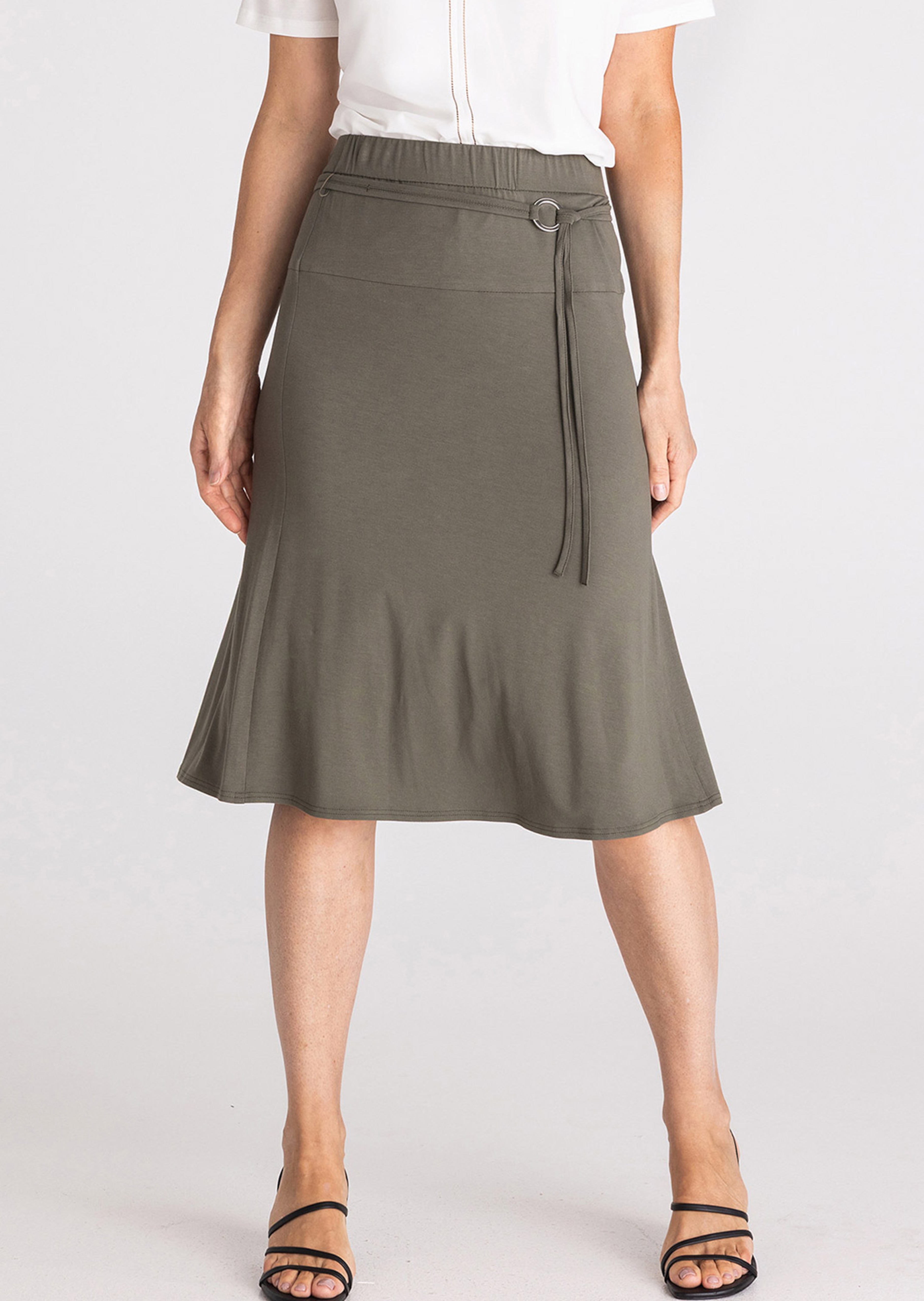 Wijde jersey rok met riem