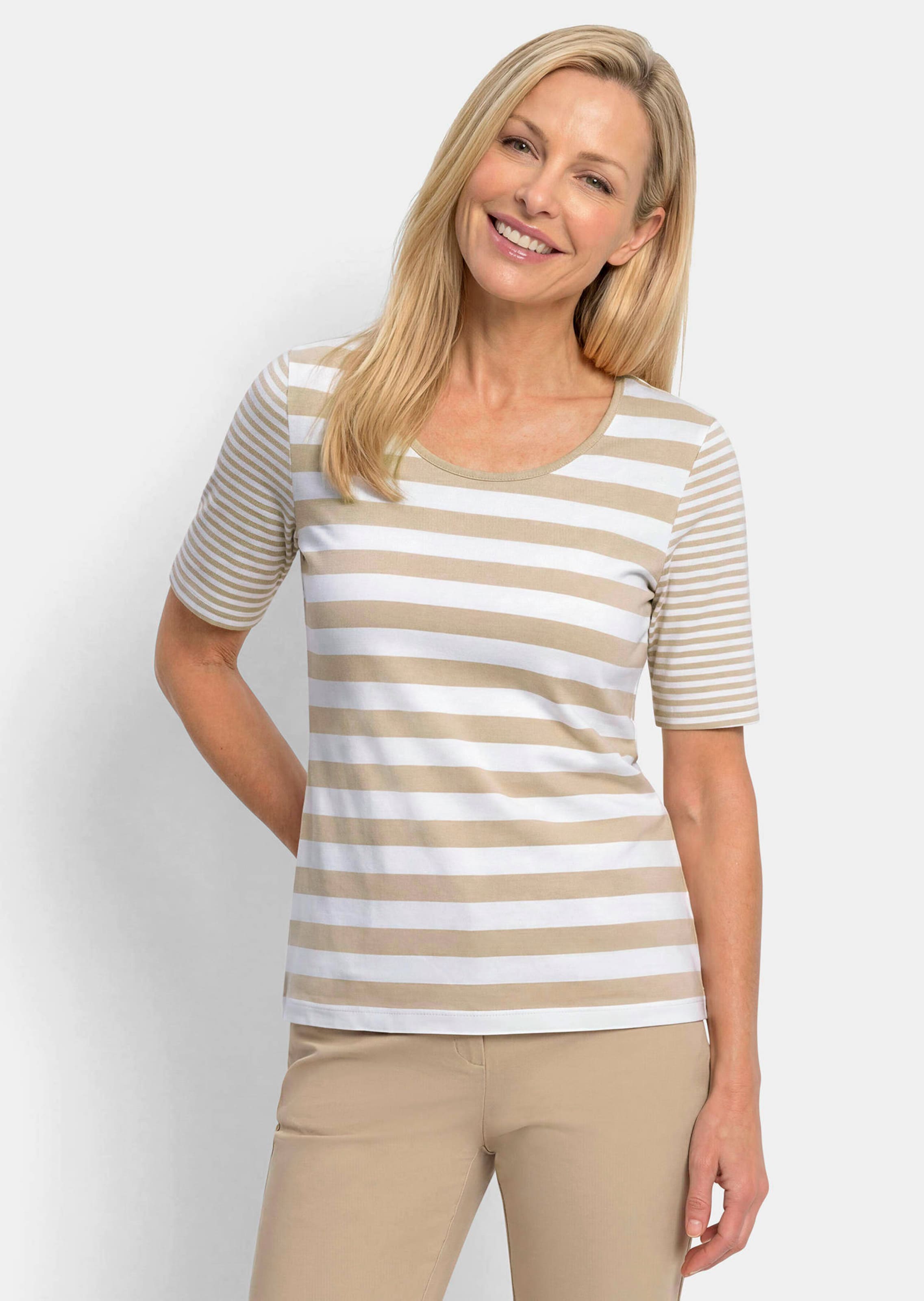Gestreept shirt van zachte katoenmix