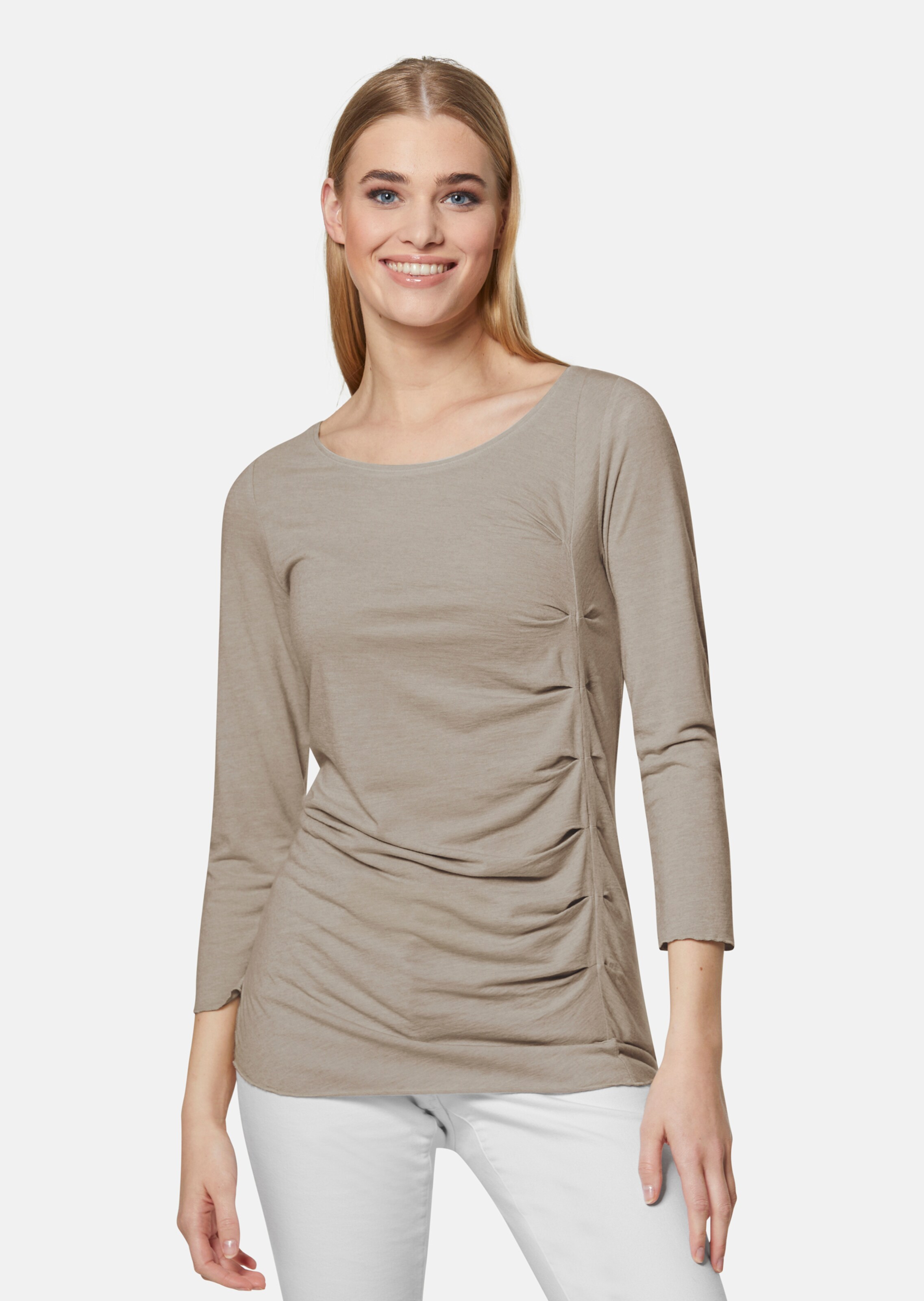 Shirt mit 3/4-Ärmeln und U-Boot-Ausschnitt