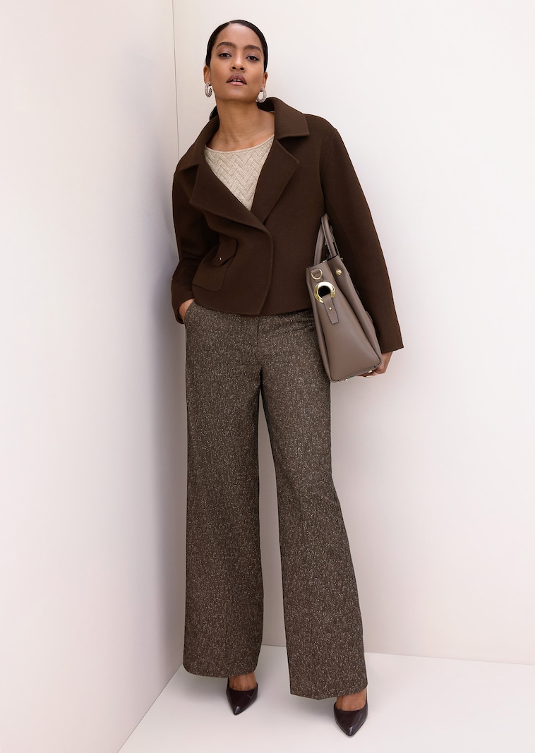 Weite Tweed-Hose mit Bügelfalten