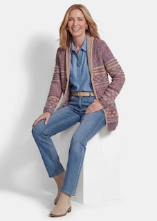 Cardigan avec col châle dans un mélange de motifs thumbnail 4