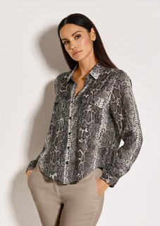 Lange Hemdbluse mit Unikat-Print thumbnail 1