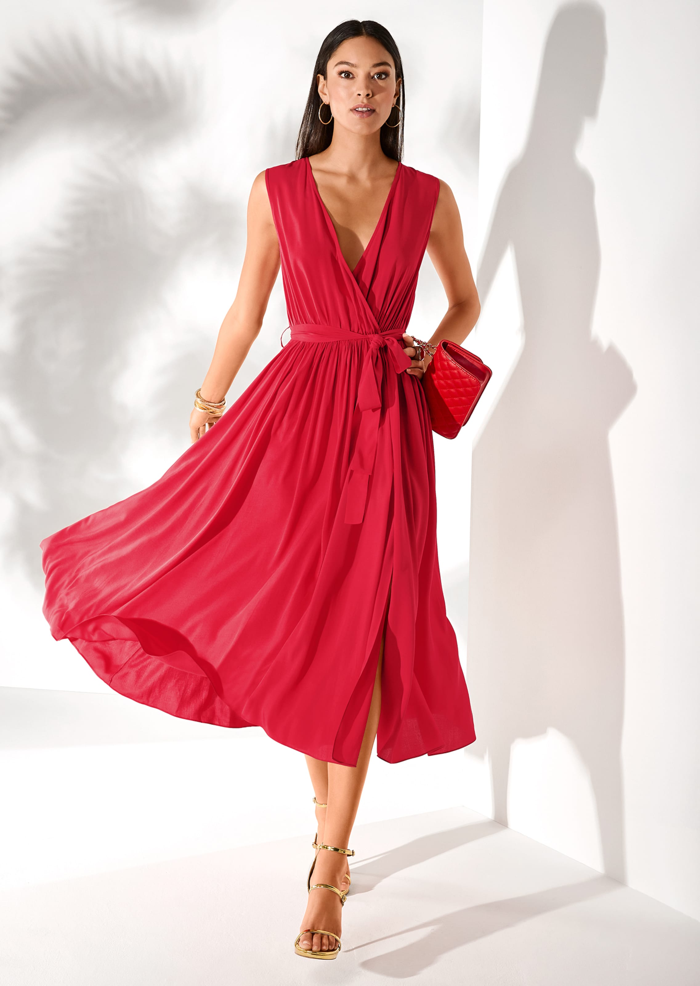 Langes Kleid in Wickel-Optik