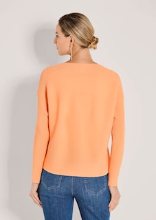 Quergerippter Strick-Pullover mit langen Ärmeln thumbnail 4