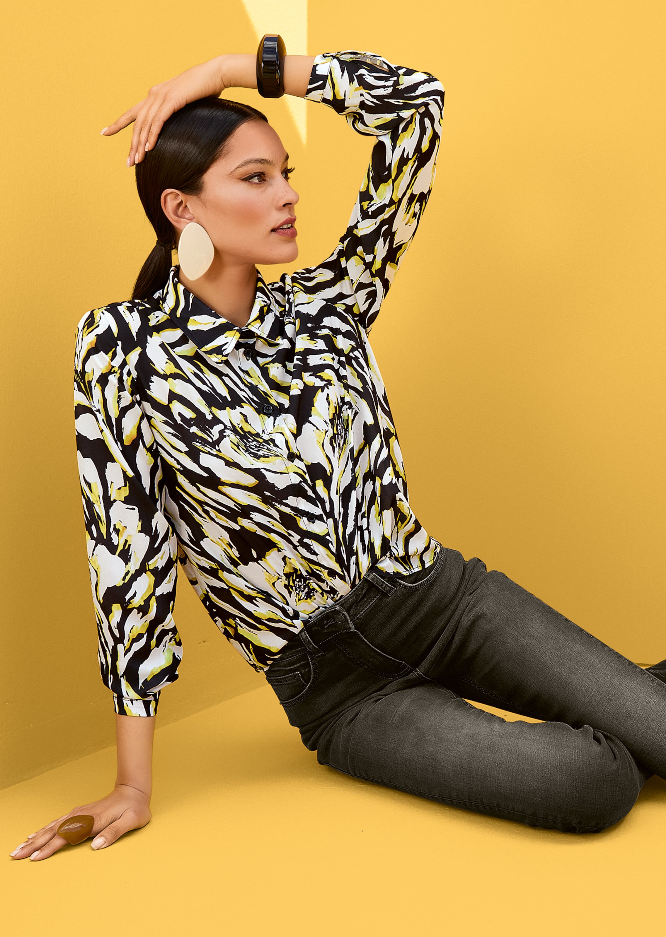Hemdbluse mit Unikat-Print