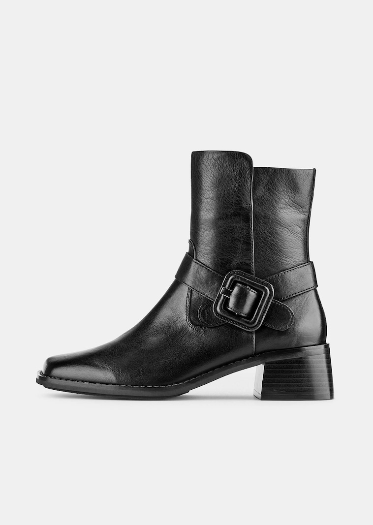Stiefeletten aus Echtleder mit Schnallenriemen