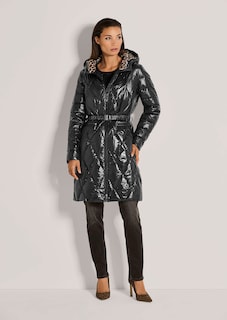 Hooded quilted jacket with leopard print lining thumbnail 3