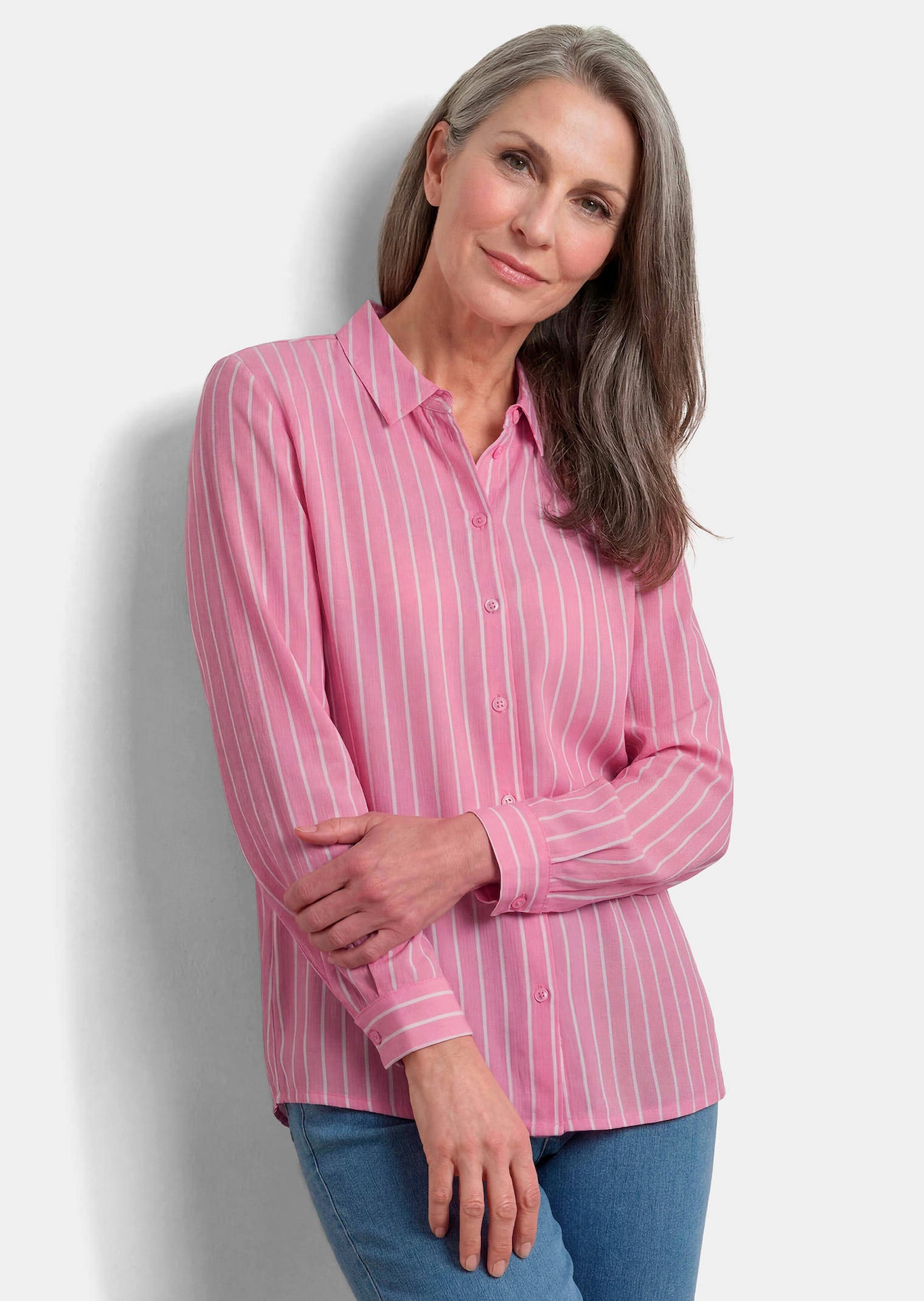 Lichtgewicht overhemdblouse met strepen
