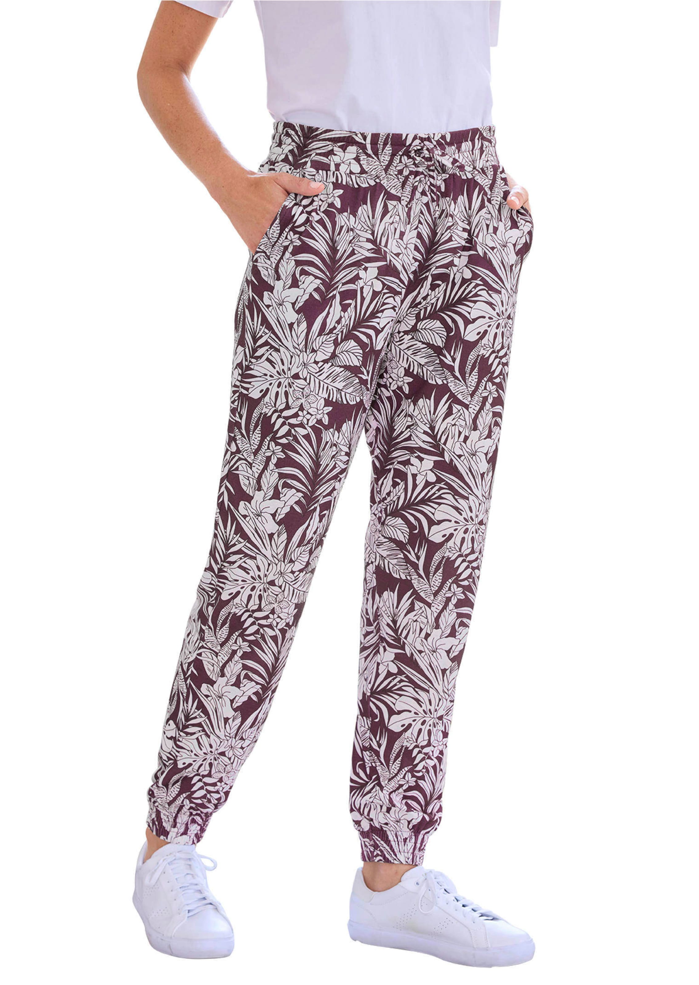 Bequeme Jogginghose mit Blätter-Print
