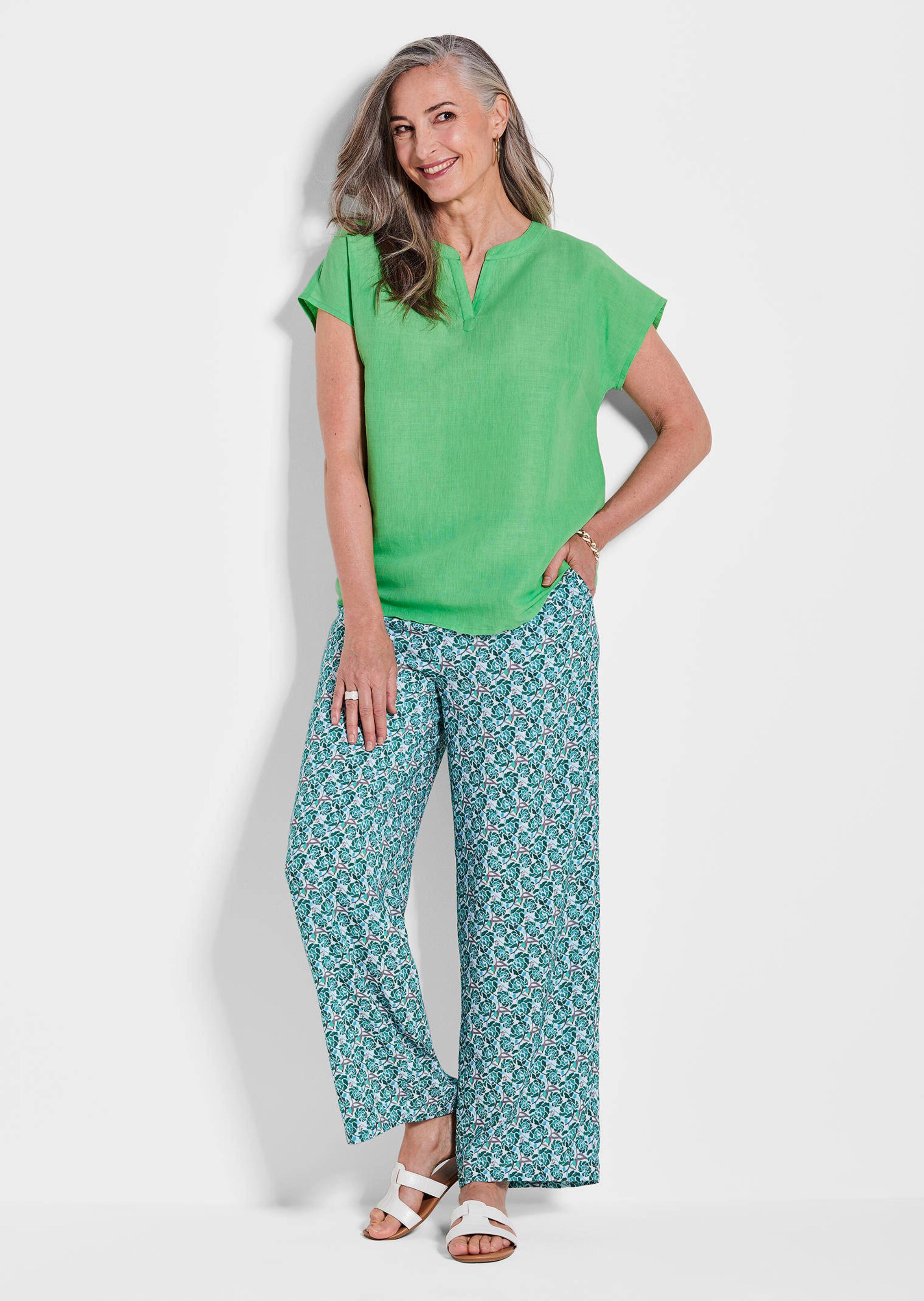 Blouse in een mix van katoen en linnen thumbnail 2