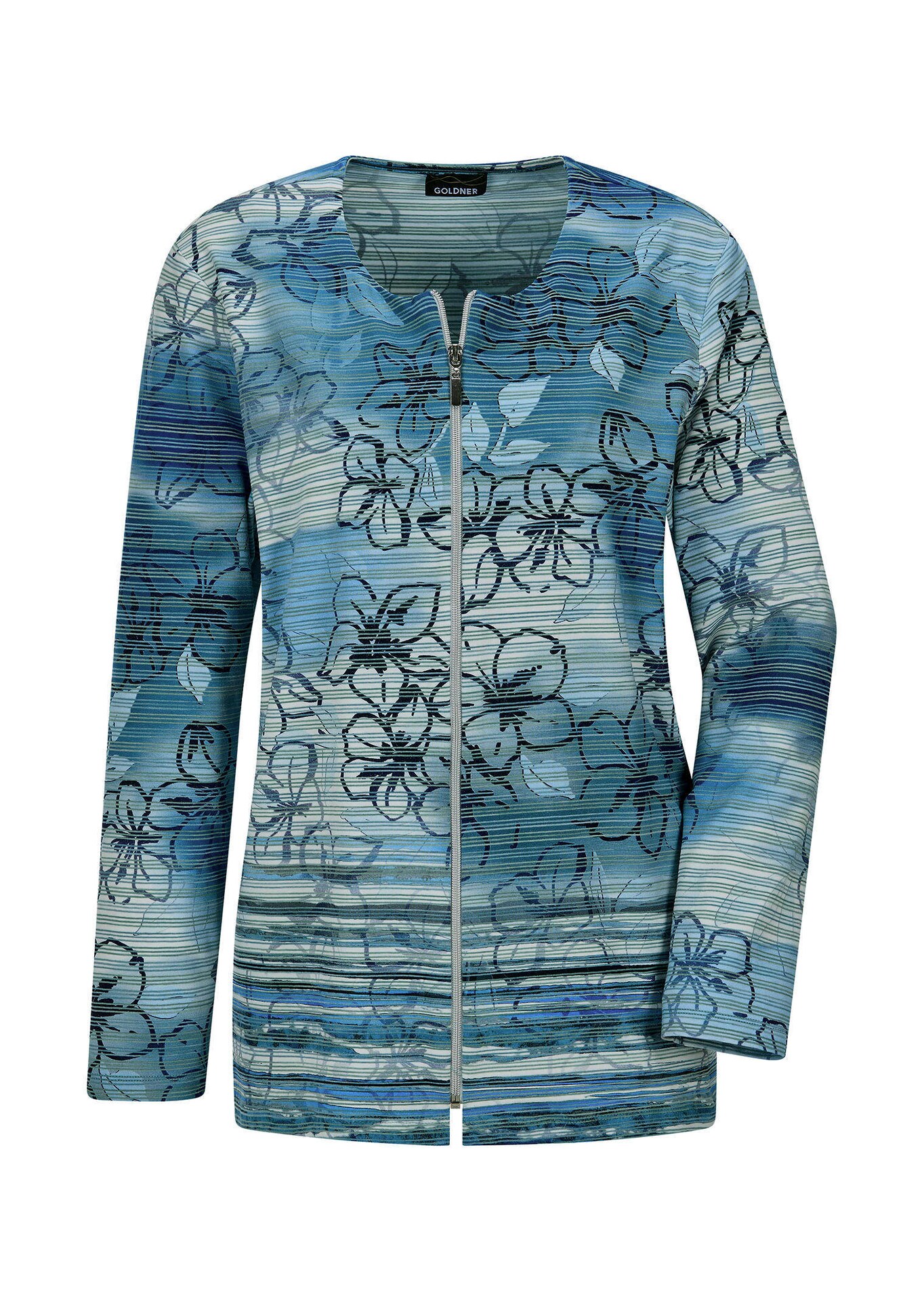 Shirtjacke aus geringeltem Struktur-Jersey