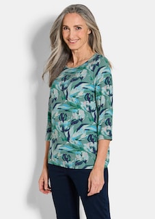 Jersey shirt met bloemenmotief thumbnail 1