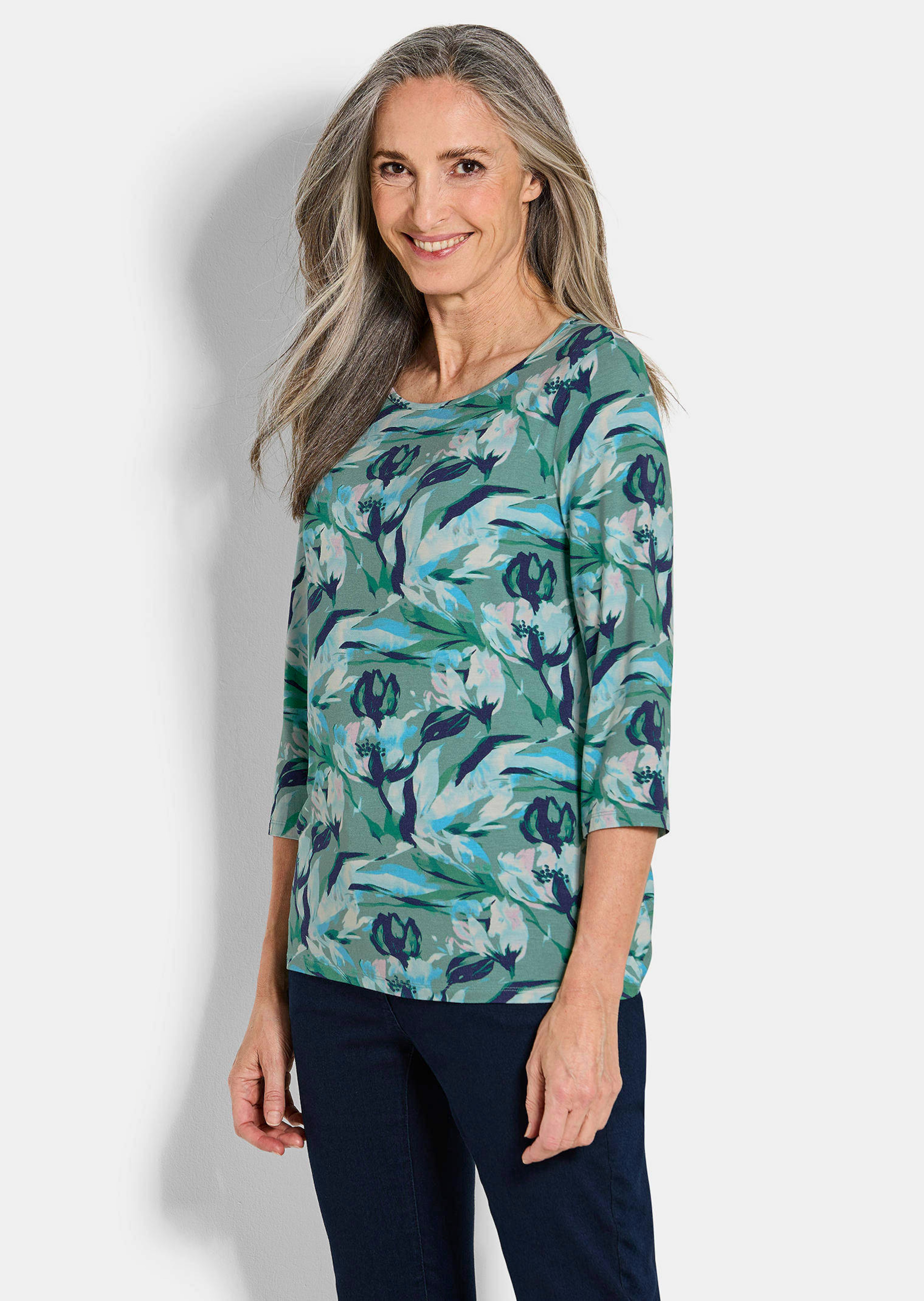 Jersey shirt met bloemenmotief