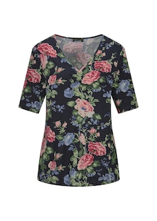Florales Jersey-Shirt mit Raffungen thumbnail 6