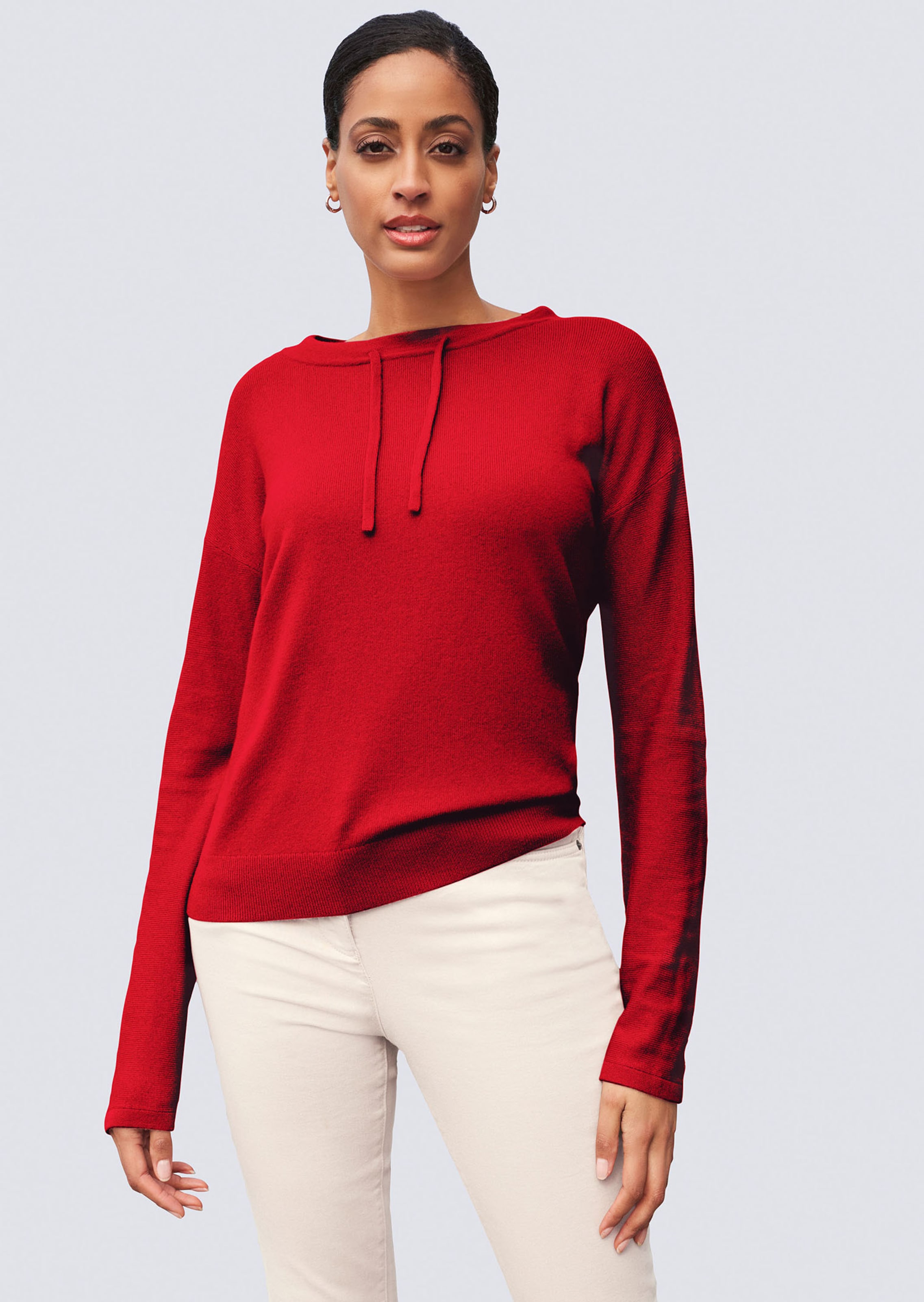Rundhals-Pullover mit Kordelzug