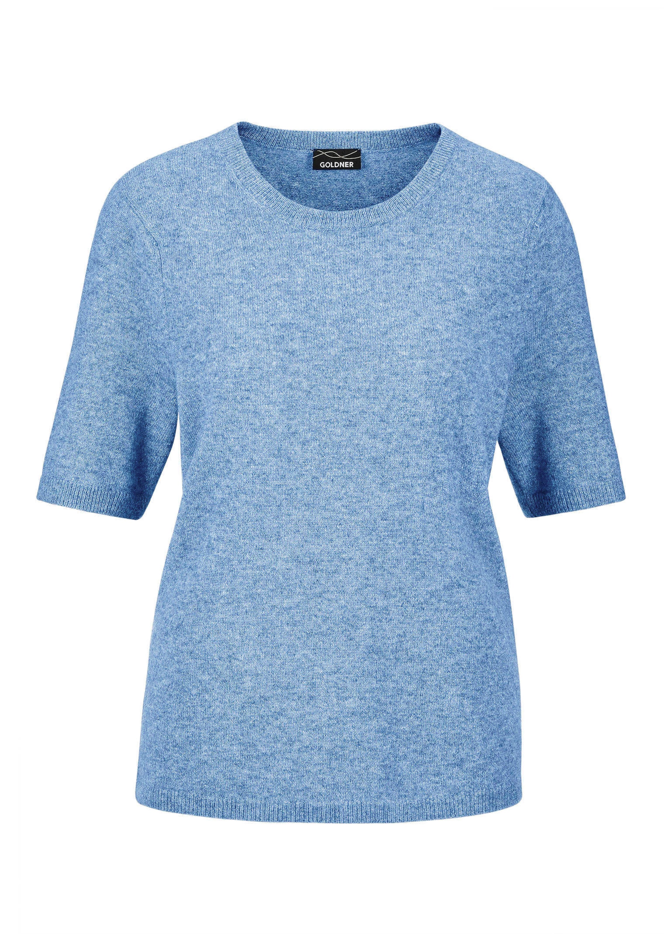 Pullover van kasjmier met korte mouwen en ronde hals