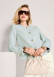 Tweed-Blazer mit Glanzgarn und Schmuckkante thumbnail 5