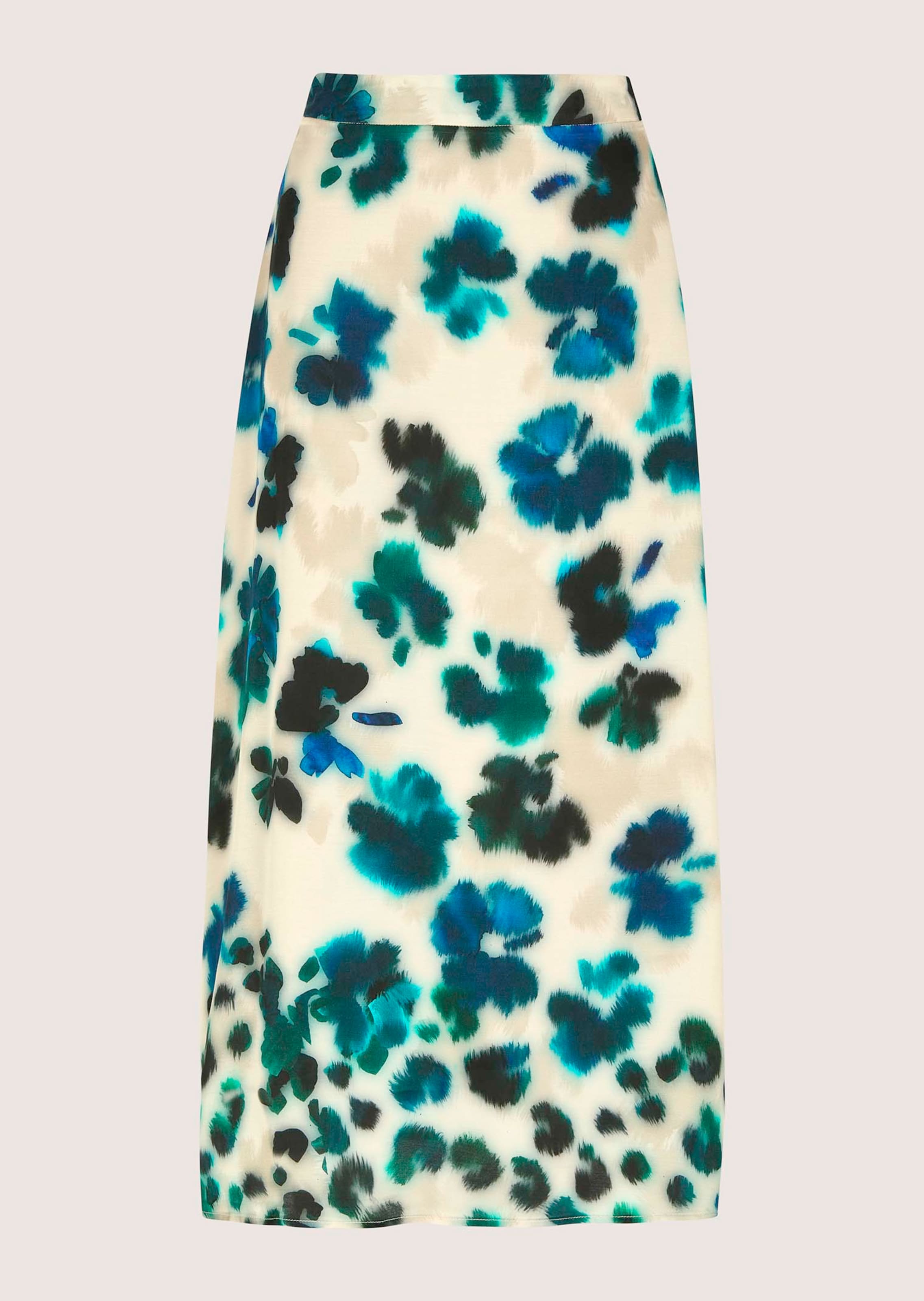 Midi-Rock mit Watercolour-Print aus Viskosesatin