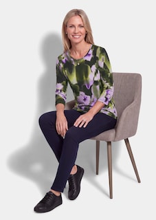 T-shirt en viscose avec motif floral artistique thumbnail 4
