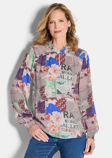Bluse mit Stehkragen aus Viskose-Satin thumbnail 1