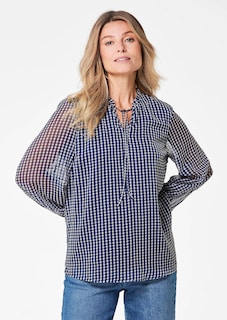 Chiffonbluse mit Gummibündchen thumbnail 1