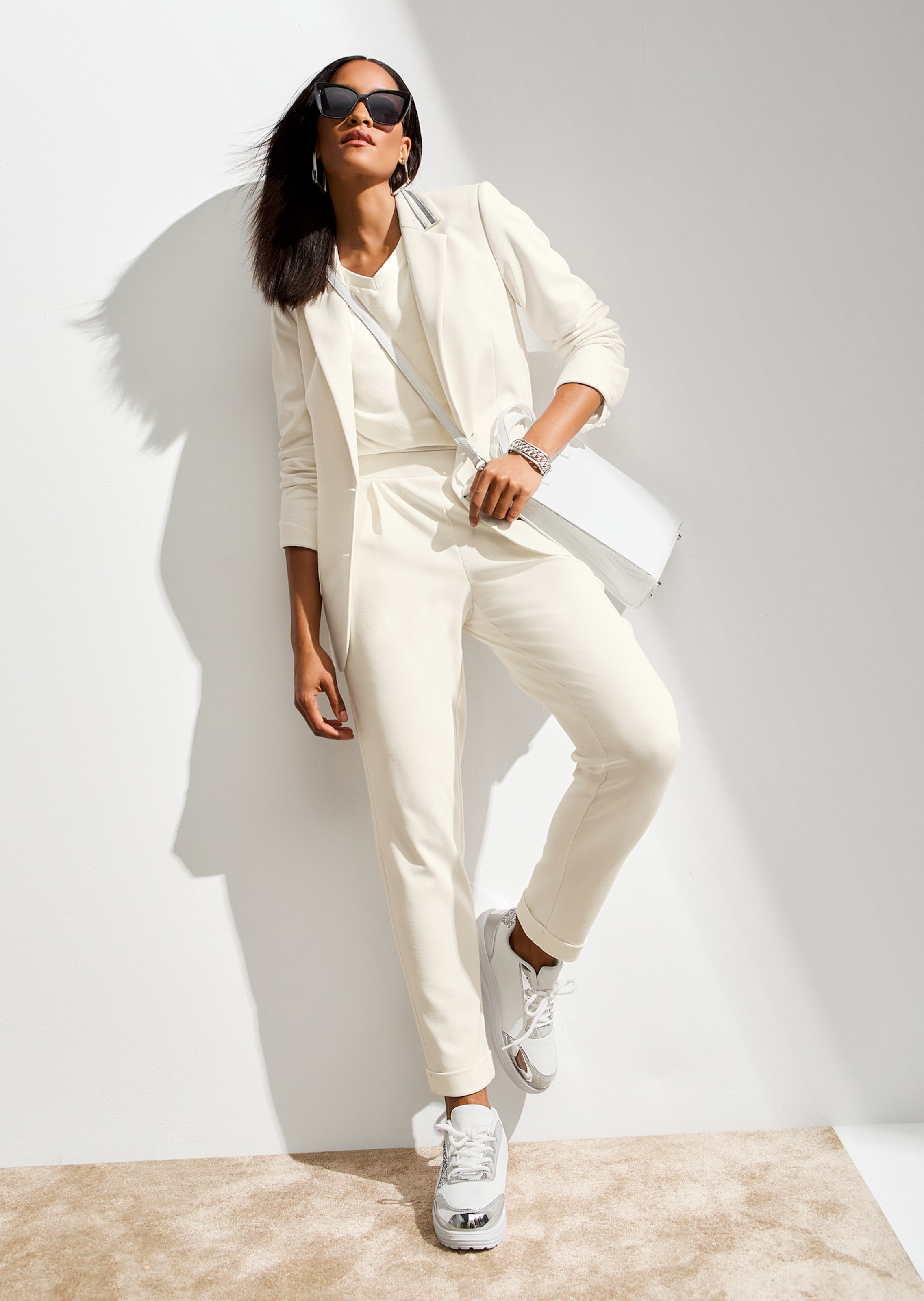 Langer Jersey-Blazer mit Futter