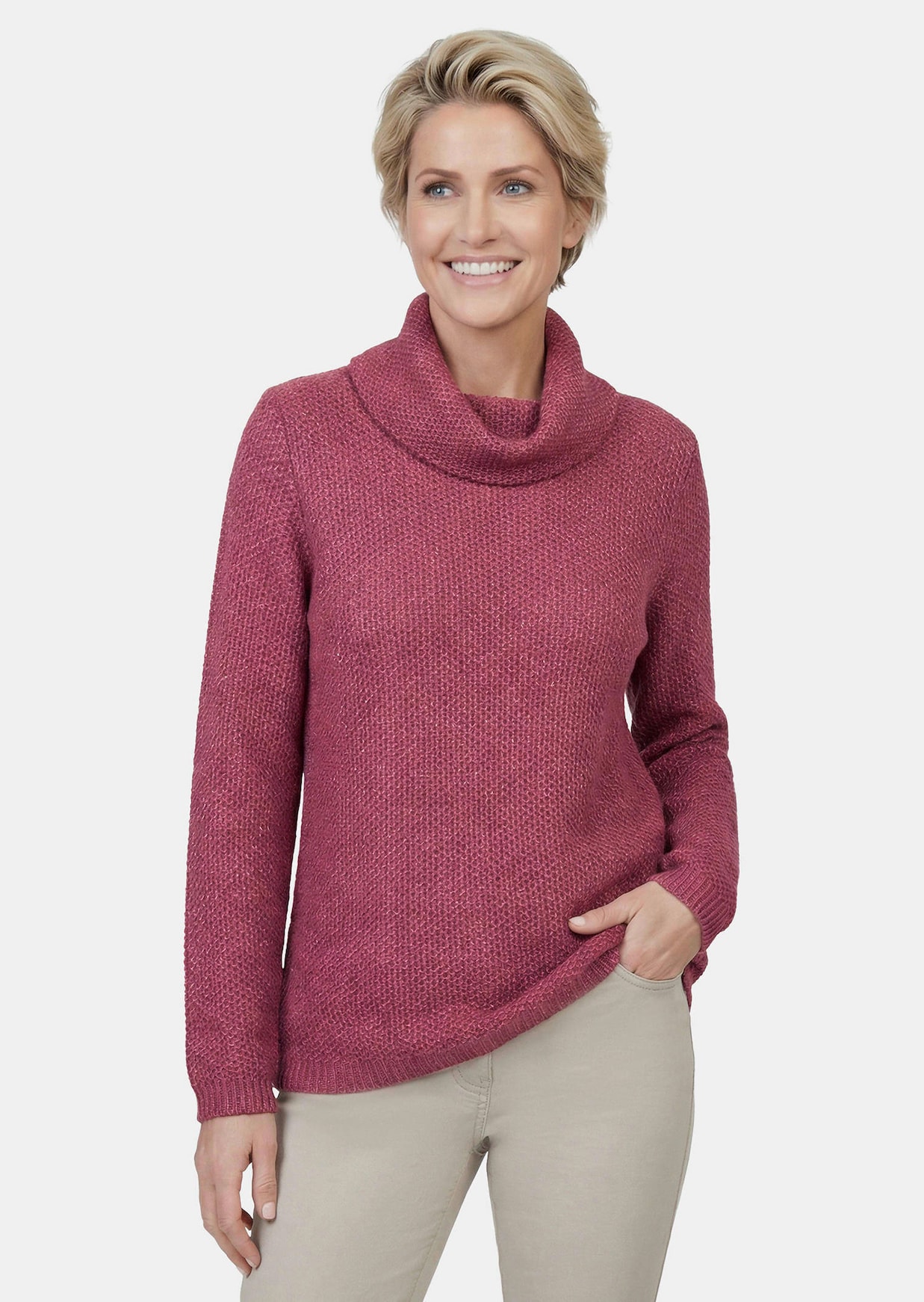 Strickpullover mit interessanter Struktur und Glitzergarn