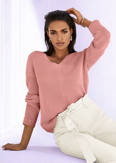 Long-sleeved jumper with a V-neck thumbnail 1