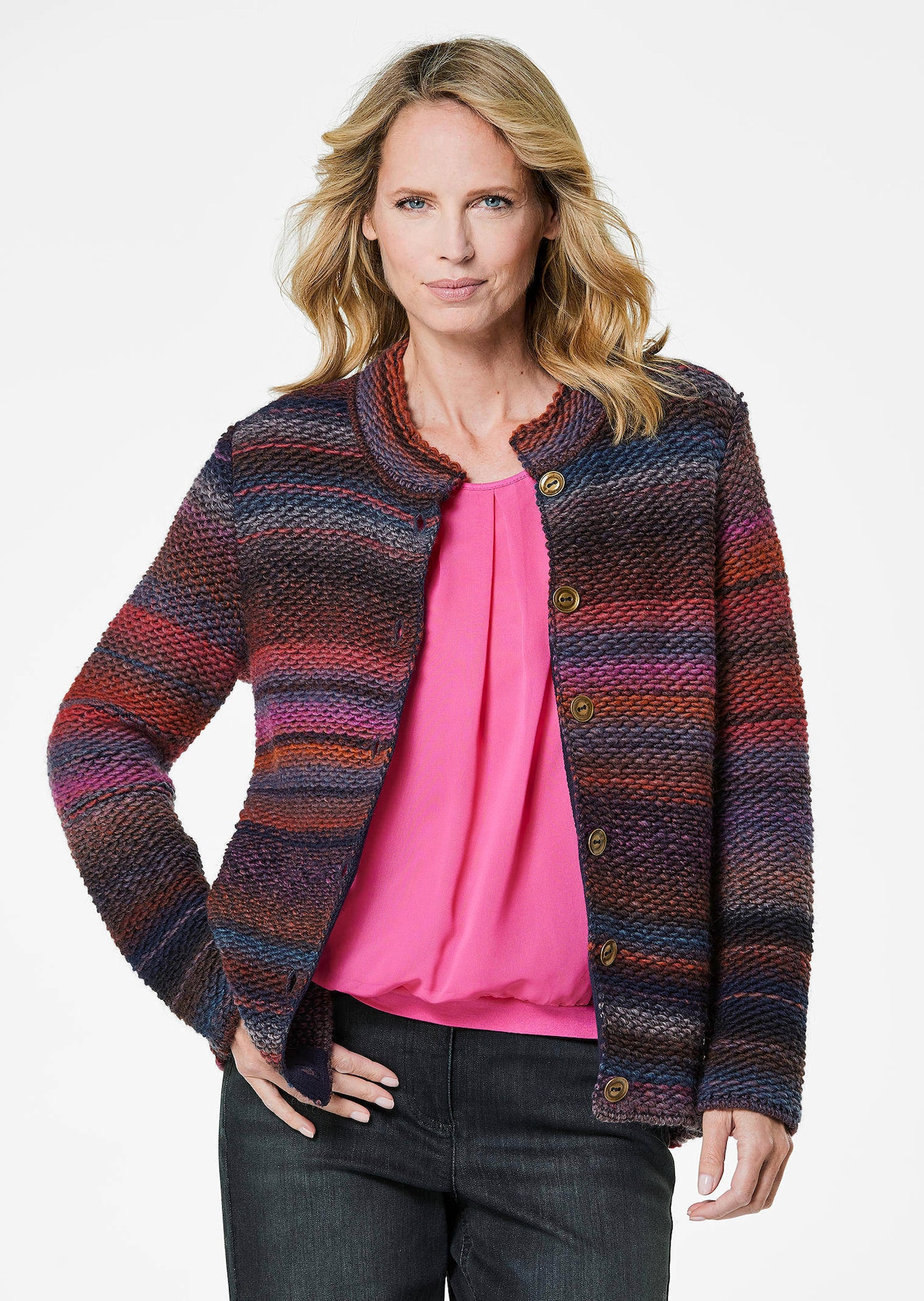 Strickjacke mit Multicolor Ringeloptik