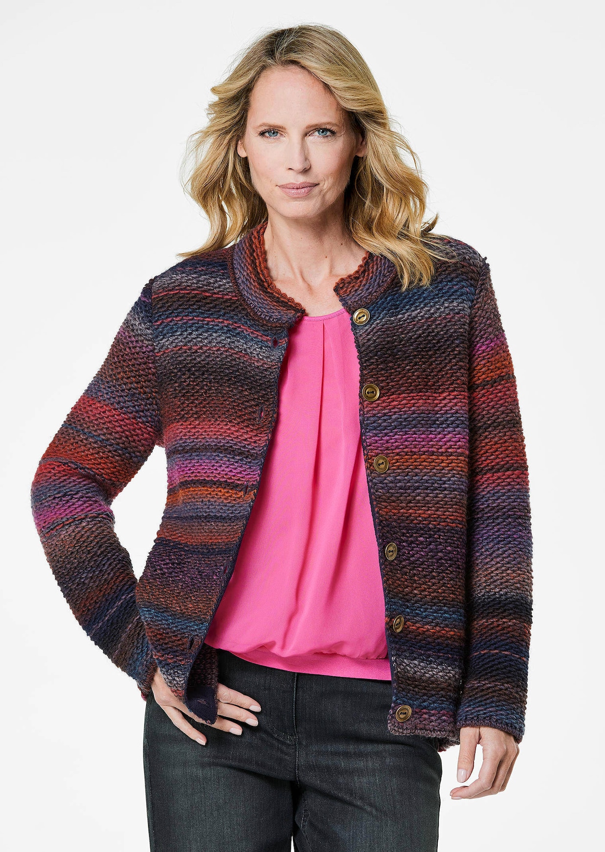 Strickjacke mit Multicolor Ringeloptik