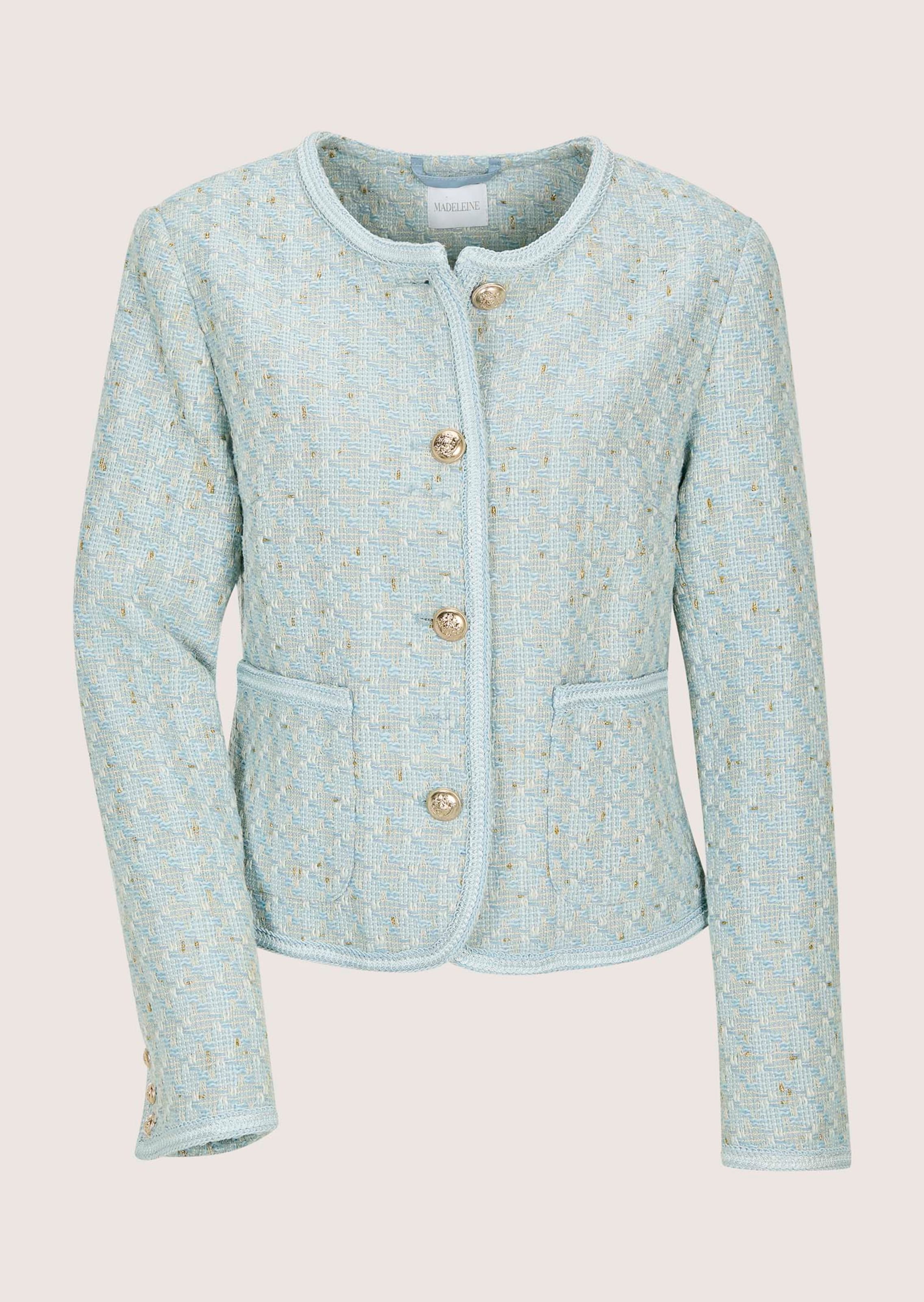 Tweed-Blazer mit Glanzgarn und Schmuckkante