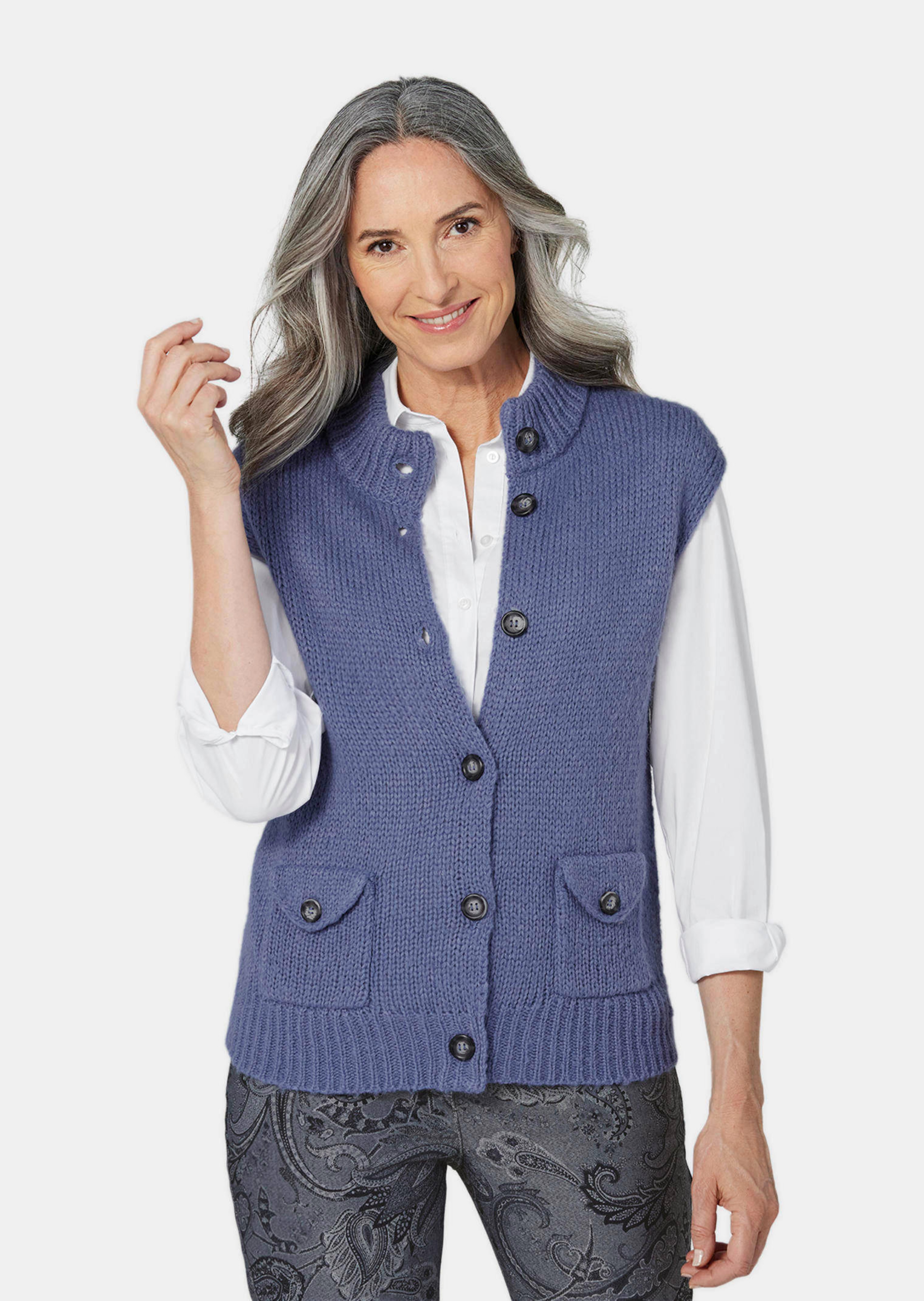 Gilet en tricot à poches plaquées