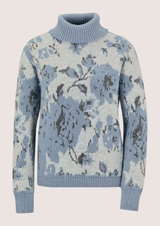 Pull jacquard floral à col roulé thumbnail 7