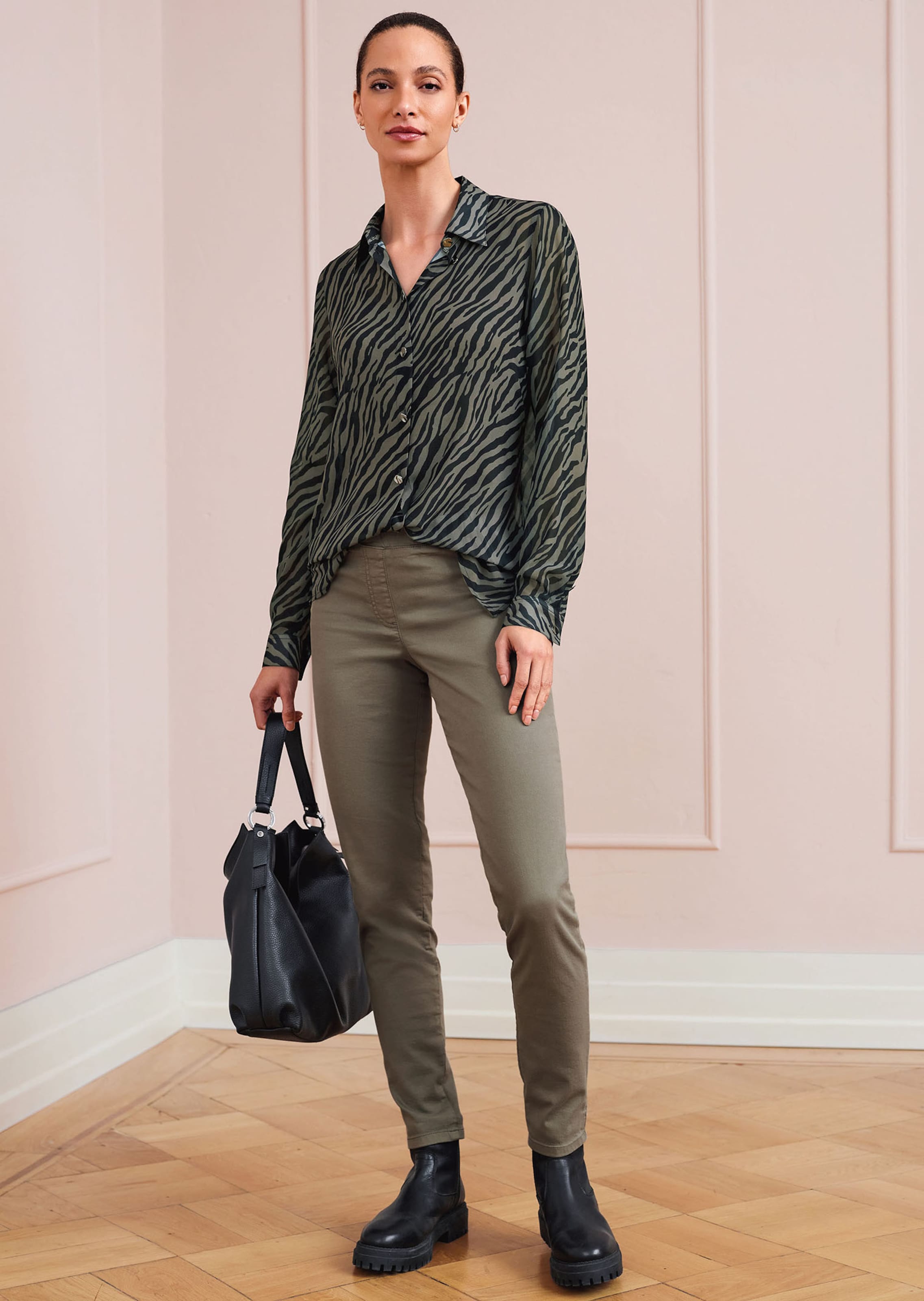 Long-line animal print blouse