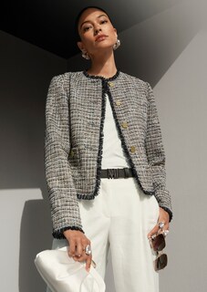Tweedblazer mit Fransendetails und Glanzgarn thumbnail 1