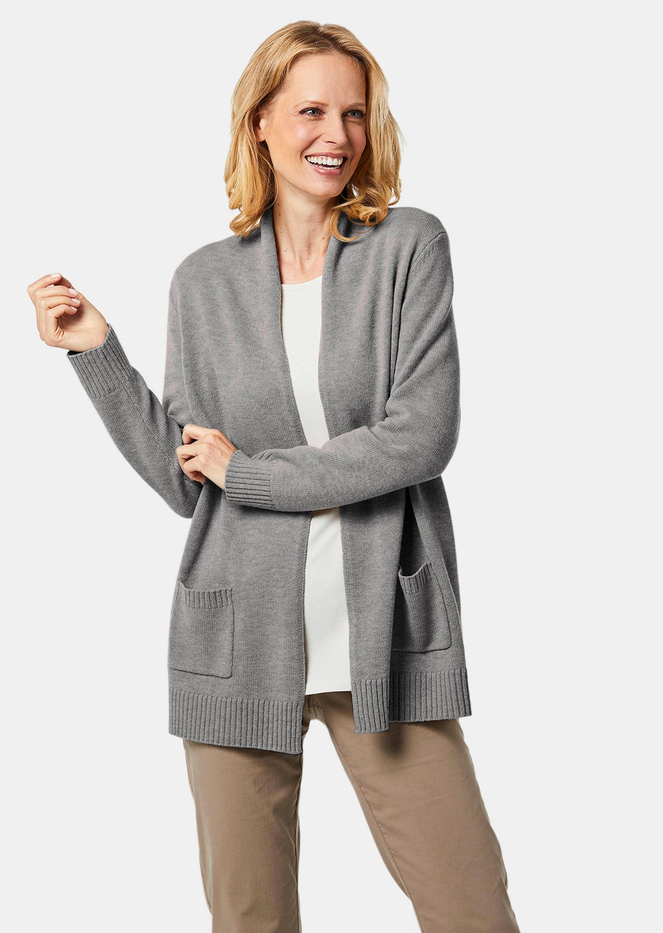 Lange Strickjacke aus Merinowolle