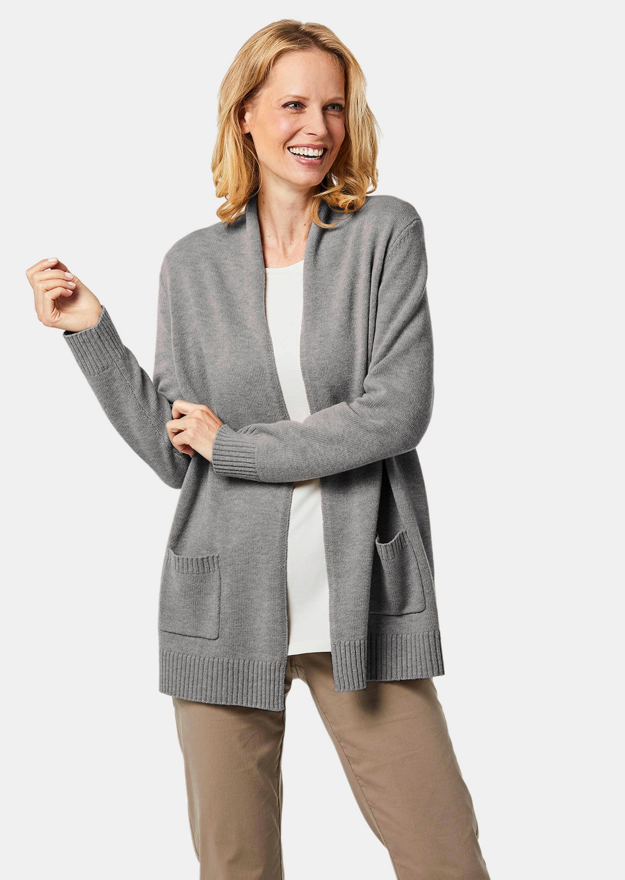 Lange Strickjacke aus Merinowolle