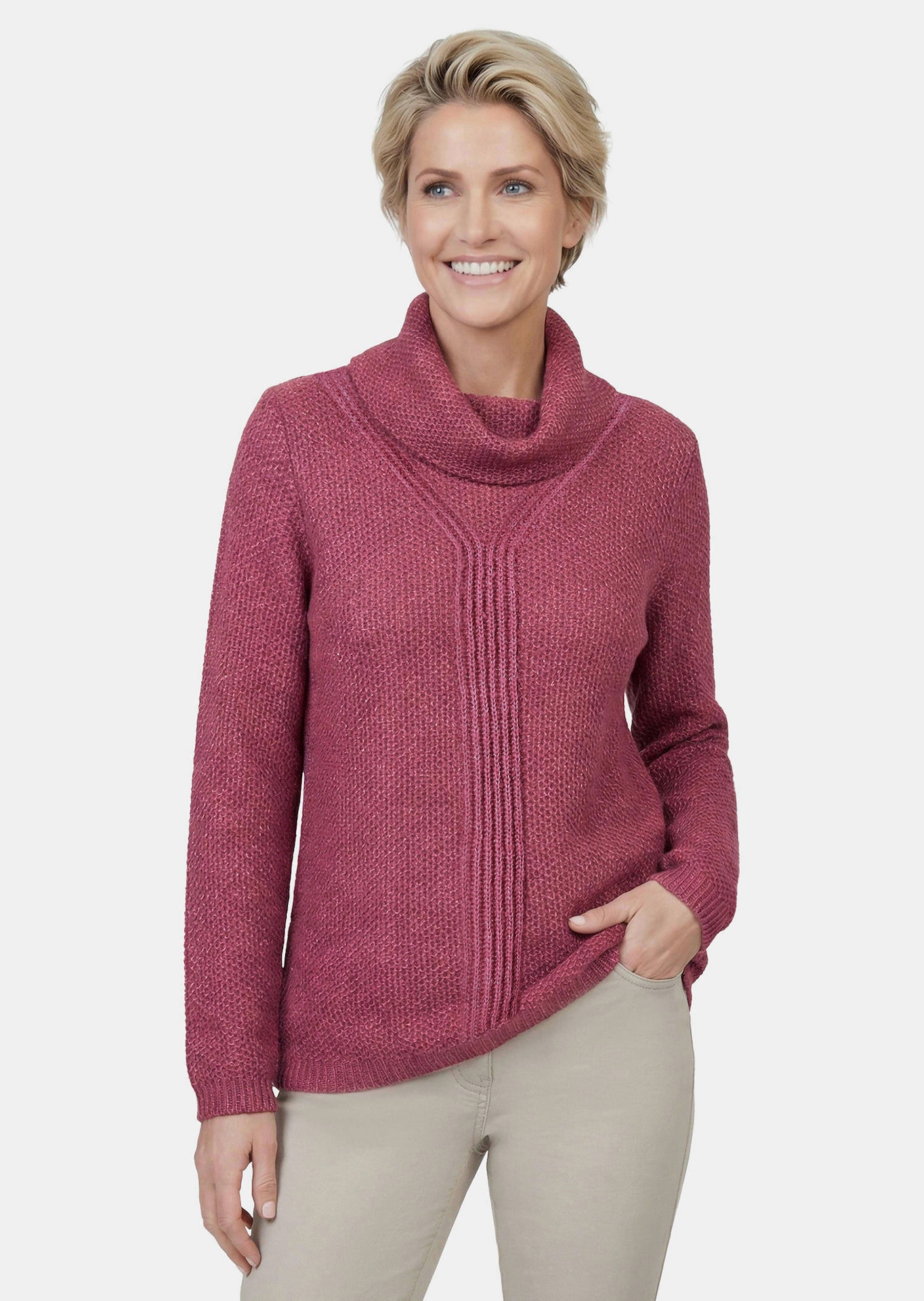 Strickpullover mit interessanter Struktur und Glitzergarn