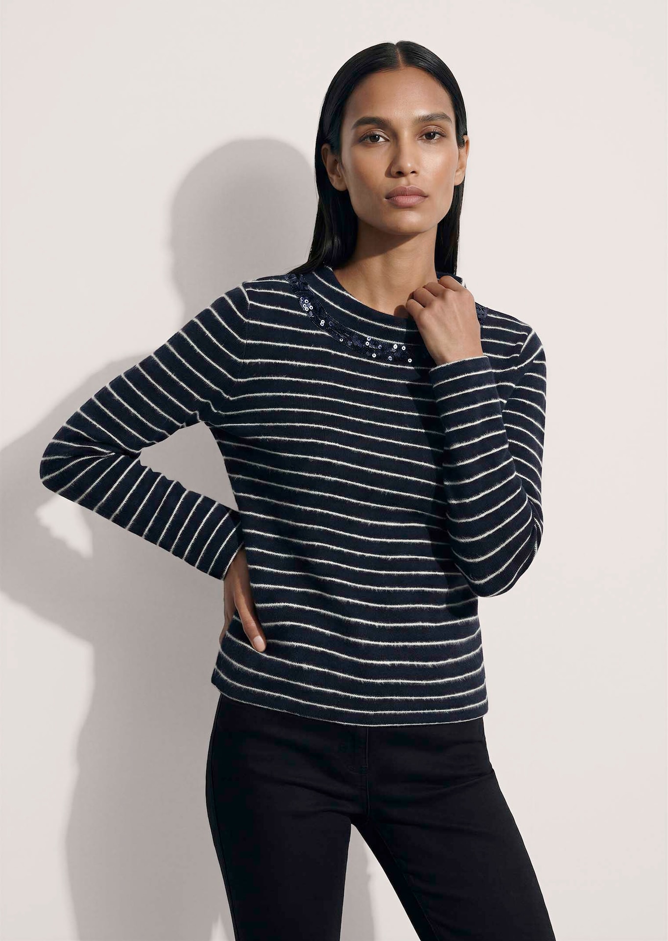 Sweat-shirt à rayures et paillettes