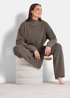 Tricot pullover met hoge gebreide boord bij de ronde hals thumbnail 3